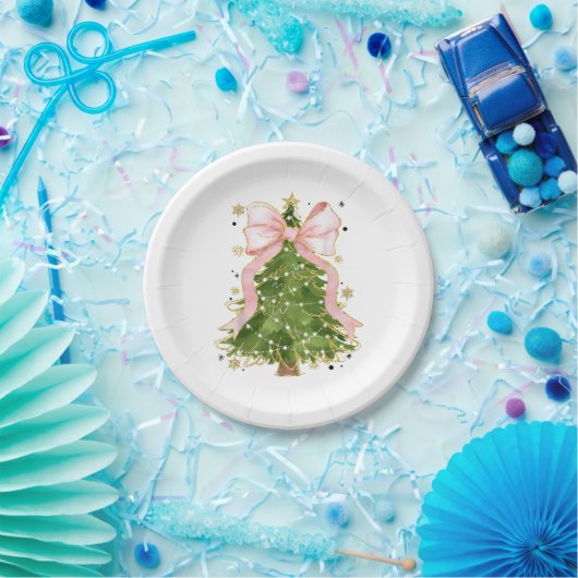 Coquette Bow Kerstboom Vakantie Girly Outfit W Papieren Bordje (Feest)