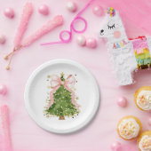 Coquette Bow Kerstboom Vakantie Girly Outfit W Papieren Bordje (Feest)