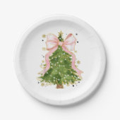 Coquette Bow Kerstboom Vakantie Girly Outfit W Papieren Bordje (Voorkant)