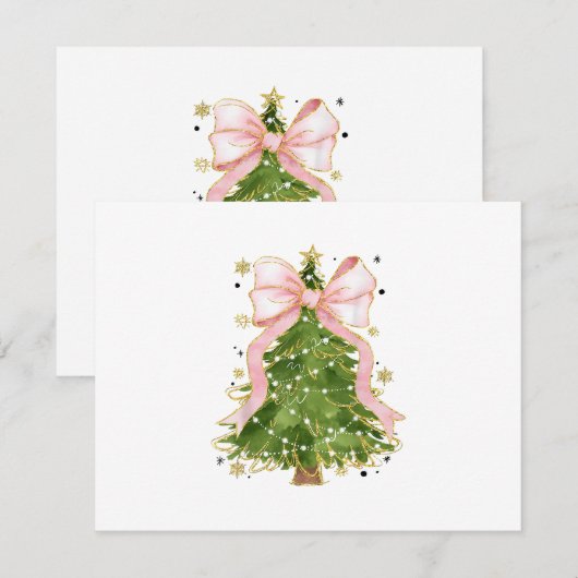Coquette Bow Kerstboom Vakantie Girly Outfit W RSVP Kaartje (Voorkant / Achterkant)
