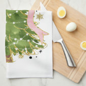 Coquette Bow Kerstboom Vakantie Girly Outfit W Theedoek (Quarter Fold)