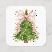 Coquette Bow Kerstboom Vakantie Girly Outfit W Vierkante Visitekaartje (Achterkant)