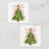 Coquette Bow Kerstboom Vakantie Girly Outfit W Vierkante Visitekaartje (Voorkant / Achterkant)