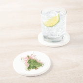 Coquette Bow Kerstboom Vakantie Girly Outfit W Zandsteen Onderzetter (Zijkant)