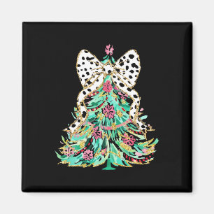 Coquette Bow Kleurrijke Kerstboom Girly Vakantie Magneet