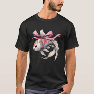 Coquette Bow Koi Viskarper Nishikigoi Japan Roze R T-shirt