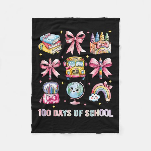 Coquette Bow Leerkracht 100 dagen School 8 Fleece Deken (Voorkant)