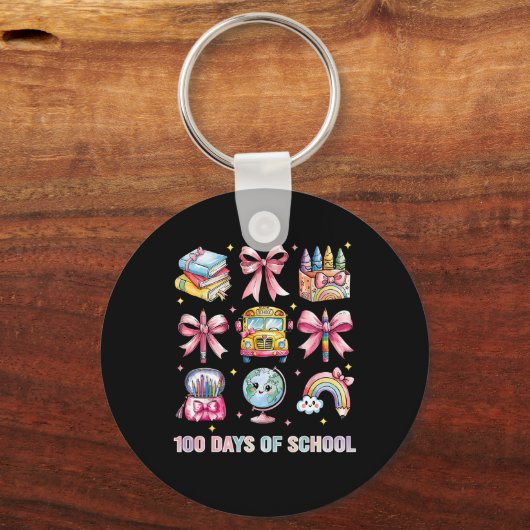 Coquette Bow Leerkracht 100 dagen School 8 Sleutelhanger (Voorkant)
