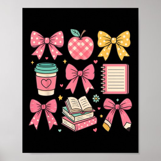 Coquette Bow Leerkracht Happy First Day Back Poster (Voorkant)