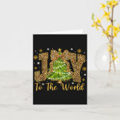 Coquette Bow Leopard Christmas Joy To The World Xm Kaart (Gele Bloem)