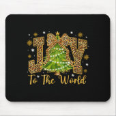 Coquette Bow Leopard Christmas Joy To The World Xm Muismat (Voorkant)