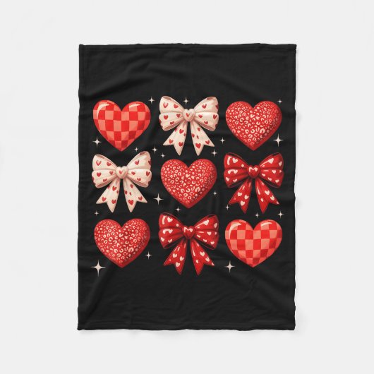 Coquette Bow Leopard Hearts Valentine Women Girl G Fleece Deken (Voorkant)