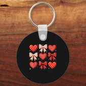 Coquette Bow Leopard Hearts Valentine Women Girl G Sleutelhanger (Voorkant)