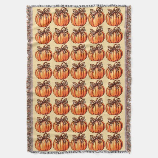 Coquette Bow Leopard Pompoen Thanksgiving Rustiek Deken (Voorkant Verticaal)