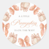 Coquette Bow Little Pumpkin Baby shower Sticker (Voorkant)