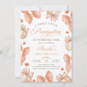 Coquette Bow Little Pumpkin Verjaardag Uitnodiging (Voorkant)