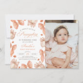 Coquette Bow Little Pumpkin Verjaardagsfoto Kaart (Voorkant)