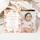 Coquette Bow Little Pumpkin Verjaardagsfoto Kaart