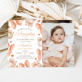 Coquette Bow Little Pumpkin Verjaardagsfoto Kaart