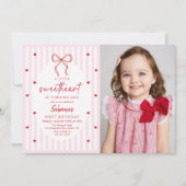 Coquette Bow Little Sweetheart Birthday Photo Kaart (Voorkant)