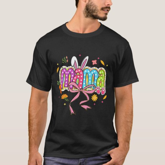 Coquette Bow Mama Bunny Pasen Mama Boho Bloemen Fa T-shirt (Voorkant)