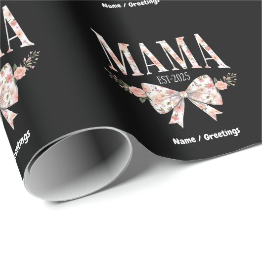 Coquette Bow Mama Est 2025 Happy Moederdag Cadeaupapier (Rol Hoek)