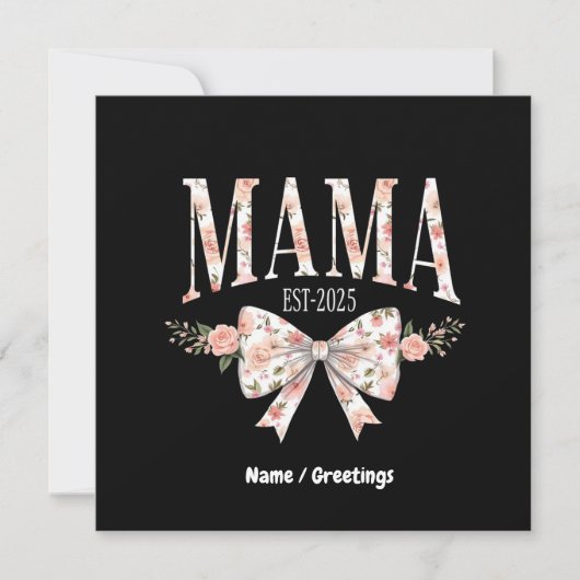 Coquette Bow Mama Est 2025 Happy Moederdag Kaart (Voorkant)
