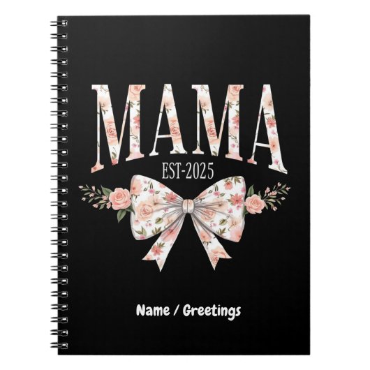 Coquette Bow Mama Est 2025 Happy Moederdag Notitieboek (Voorkant)