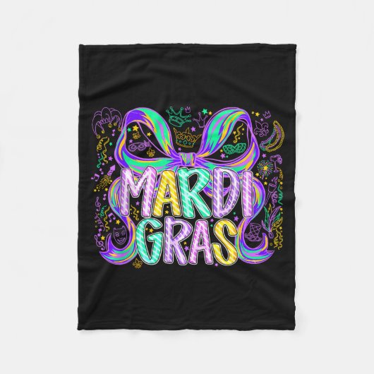 Coquette Bow Mardi Gras Carnival Parade Season Wom Fleece Deken (Voorkant)