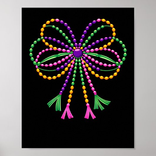 Coquette Bow Mardi Gras Festival Fleur de Lis Carn Poster (Voorkant)