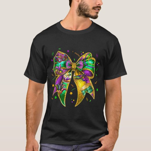 Coquette Bow Mardi Gras New Orleans Fleur De Lis F T-shirt (Voorkant)