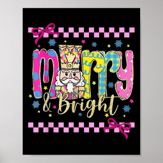 Coquette Bow Merry Bright Christmas Pyjama H Poster (Voorkant)