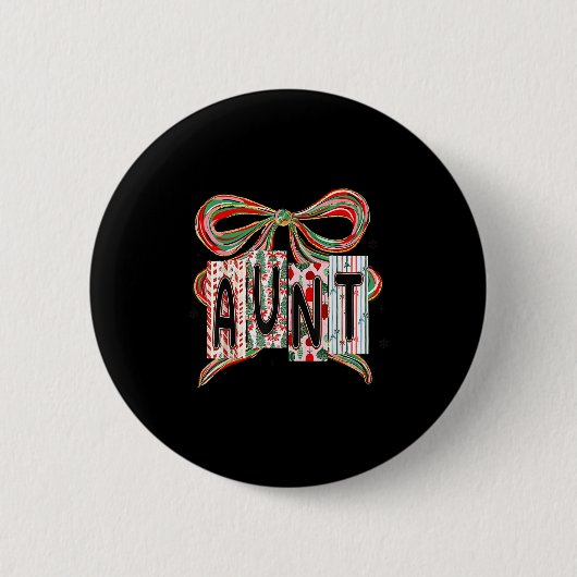 Coquette Bow Merry Christmas Aunt Grandma Xmas Paj Ronde Button 5,7 Cm (Voorkant)