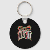 Coquette Bow Merry Christmas Aunt Grandma Xmas Paj Sleutelhanger (Voorkant)