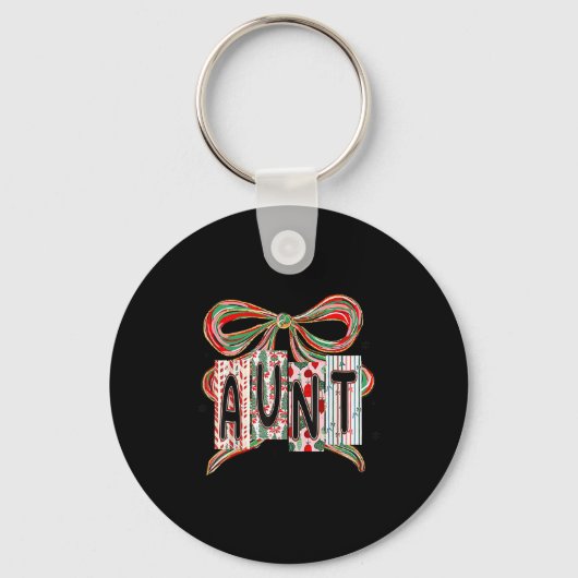 Coquette Bow Merry Christmas Aunt Grandma Xmas Paj Sleutelhanger (Voorkant)