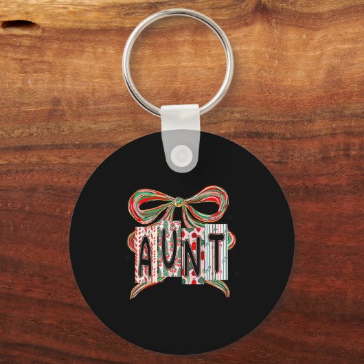 Coquette Bow Merry Christmas Aunt Grandma Xmas Paj Sleutelhanger (Voorkant)