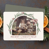 Coquette Bow Merry Christmas Gepersonaliseerde fot Feestdagenkaart