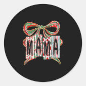 Coquette Bow Merry Christmas Mama Grandma Xmas Paj Ronde Sticker (Voorkant)