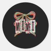 Coquette Bow Merry Christmas Mimi Grandma Xmas Paj Ronde Sticker (Voorkant)