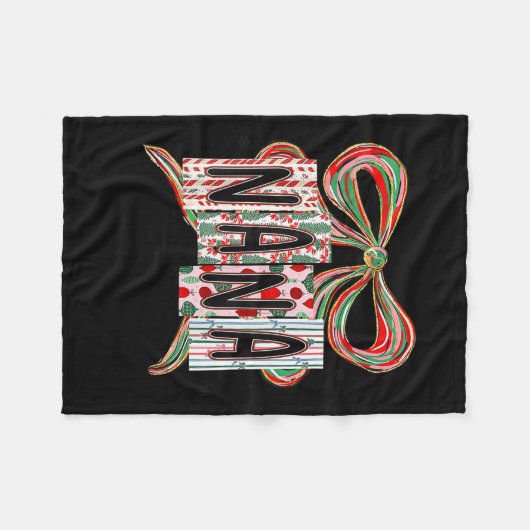 Coquette Bow Merry Christmas Nana Grandma Xmas Paj Fleece Deken (Voorkant (Horizontaal))