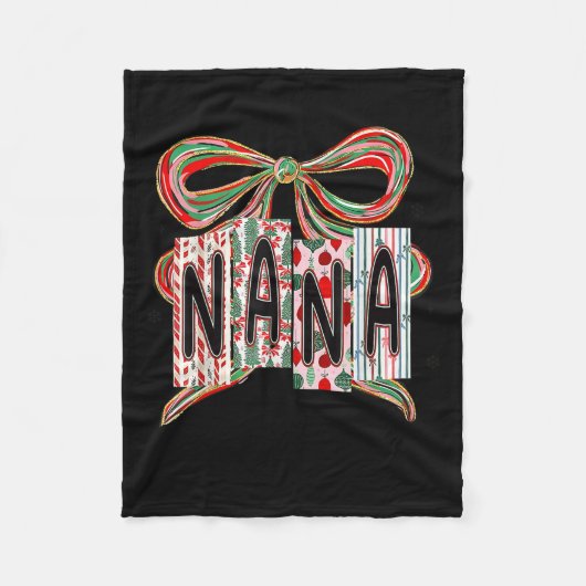 Coquette Bow Merry Christmas Nana Grandma Xmas Paj Fleece Deken (Voorkant)