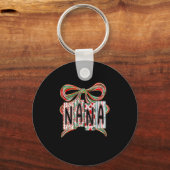 Coquette Bow Merry Christmas Nana Grandma Xmas Paj Sleutelhanger (Voorkant)