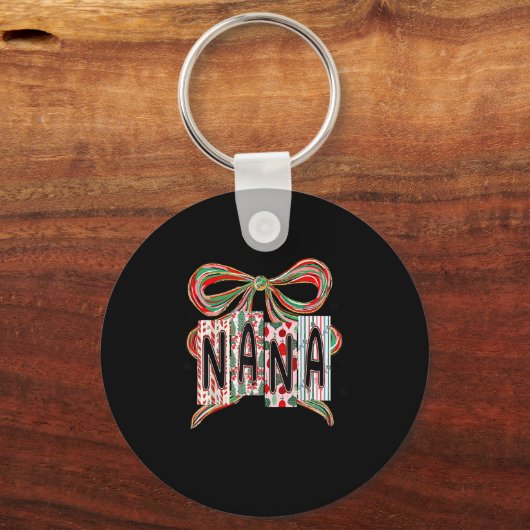 Coquette Bow Merry Christmas Nana Grandma Xmas Paj Sleutelhanger (Voorkant)