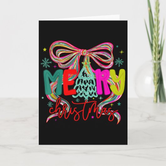 Coquette Bow Merry Christmas Preppy Xmas Pajamas W Kaart (Voorkant)