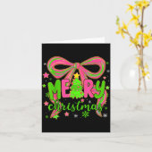 Coquette Bow Merry Christmas Tree Xmas Holiday Gir Kaart (Gele Bloem)