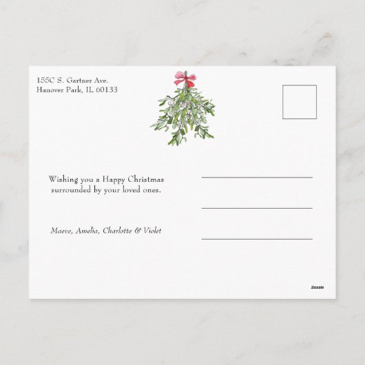 Coquette Bow Mistletoe Happiest Feestdagen 4 Foto (Achterkant)