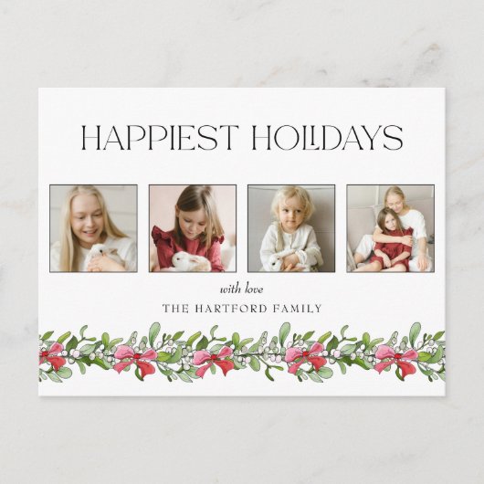 Coquette Bow Mistletoe Happiest Feestdagen 4 Foto (Voorkant)