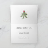 Coquette Bow Mistletoe Happiest Holidays 4 Photo Feestdagen Kaart (Binnen)