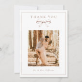  Coquette Bow Mocha Foto Flat Wedding Bedankkaart (Voorkant)