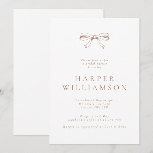  Coquette Bow Mocha Vrijgezellenfeest Kaart (Voorkant / Achterkant)